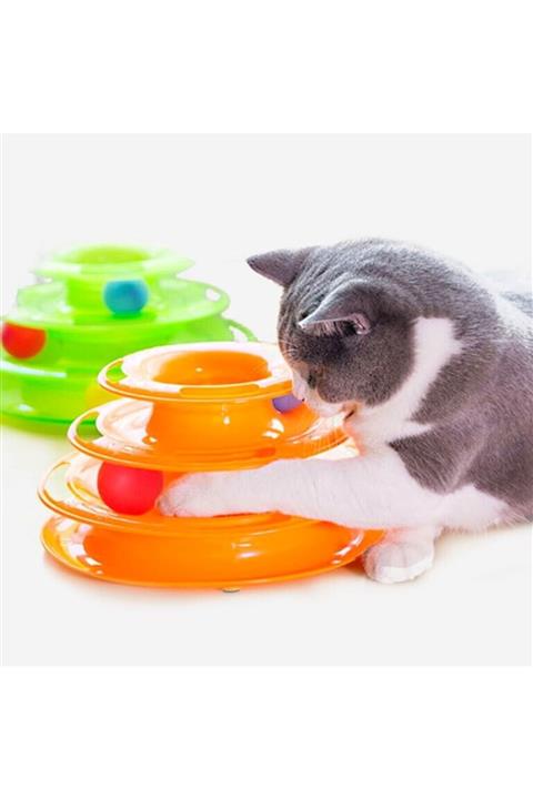 Acornbella Tower Of Tracks Eğleneli Üç Katlı Kedi Oyuncağı Seti Oyuncağı