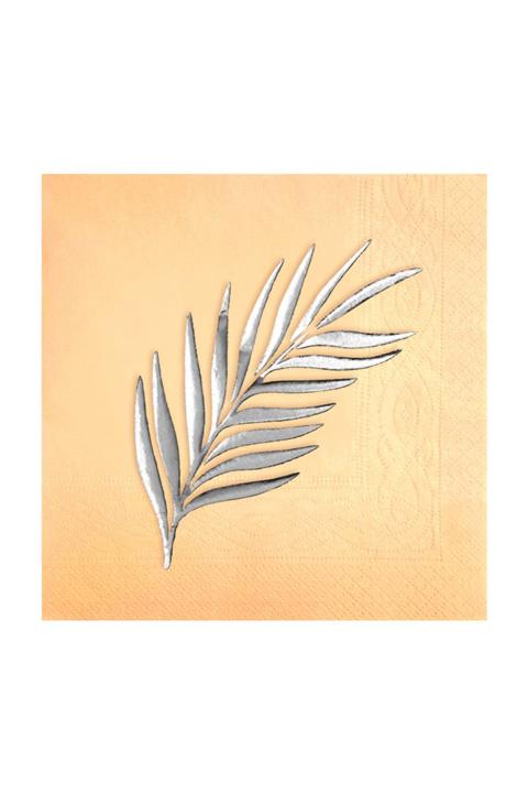 Story Gümüş Varak Floral Desenli Parti Bej Renkli Peçete Sb-2521