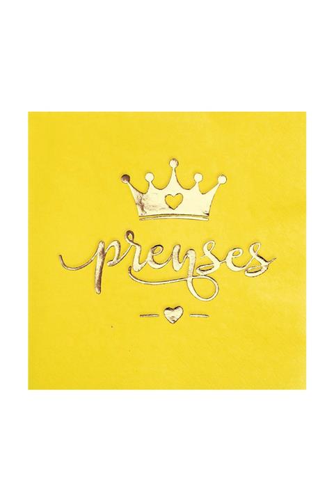 Story 33x33 Cm Altın Varak Prenses Desenli 16'lı Sarı Renkli Kağıt Peçete