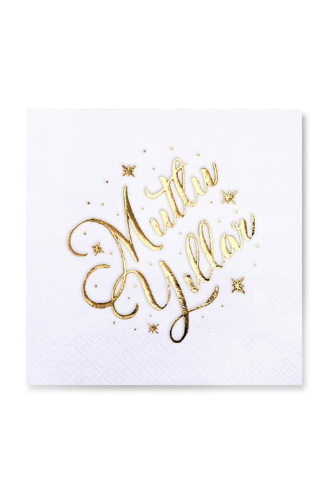 Story 33x33 Cm Altın Varak Mutlu Yıllar Desenli Beyaz Renkli Kağıt Peçete