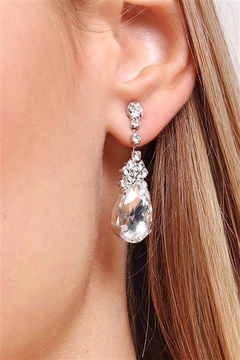 UTOPIAN Kübik Zirkon Damla Silver Küpe