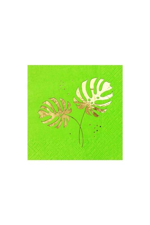 Story 24 X 24 Cm Altın Varak Devetabanı Desenli 50'li Fıstık Yeşili Renkli Kağıt Peçete