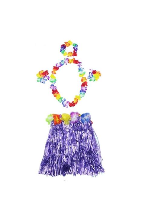 tamithalat Havaii Kolye Etek Taç Ve Bileklik Seti Mor