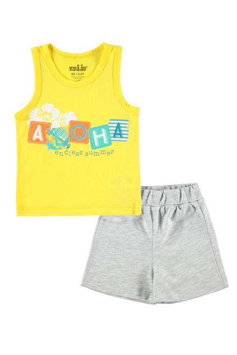 Kujju Erkek Bebek Sarı Şortlu Takım 6-18 Ay