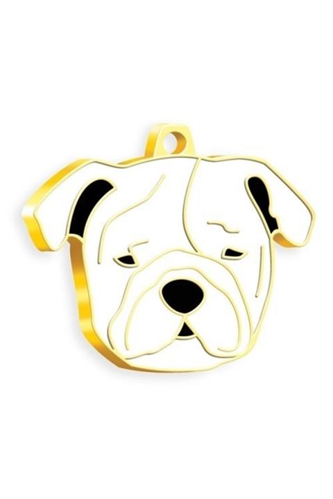 altın pati Altın Kaplama Bulldog Köpek Künyesi (beyaz)