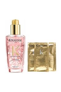 Kerastase Elixir Ultime L'huile Rose Bakım Yağı 100 ml Elixir Ultime Le Bain Şampuan 10 ml X3