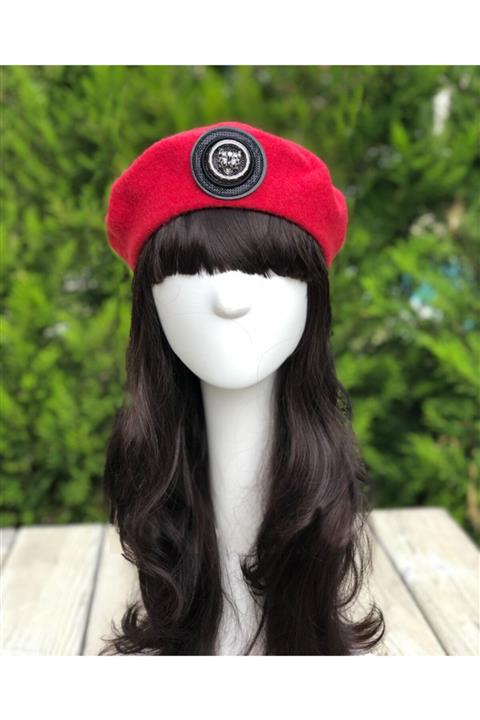 OZZ Hats Kadın Kırmızı Ressam Beresi Fransız Bere
