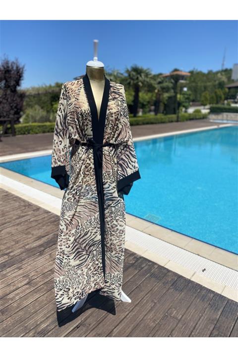 vitabellabeachwear Kadın Leopar Desenli Kimono