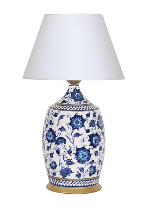 Vinner Blue Blanc Series Kthy01 Handmade Özel Tasarım Seramik Abajur - Beyaz