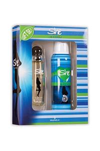 She Is Cool Edt 50 ml Kadın Parfüm + 150 ml Deodorant Set 78956451232033