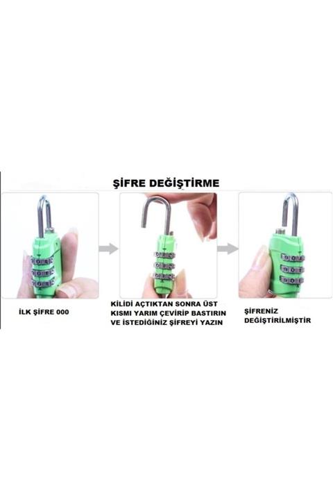gaman Şifreli Asma Kilit Bavul Kilidi Dolap Kilidi Yeşil