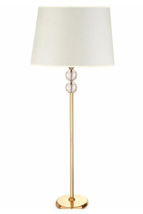 PATİNE 2 Kristal Taşlı Sarı Metal Ayaklı Lambader Has Bej