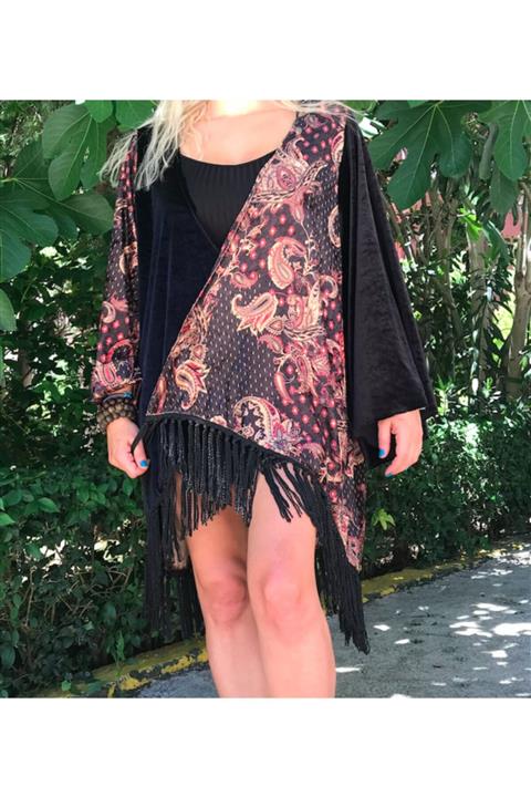 Libelula Özel Tasarım Sadece 1 Adet Üretim Ince Kadife Kimono