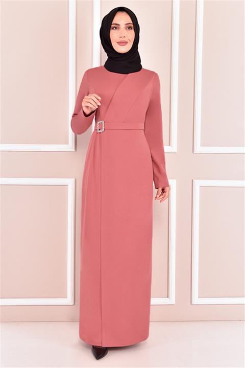 ModaMerve Tokalı Abiye Gül Kurusu Kbr21321