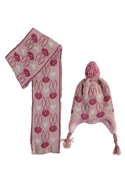 PRAHAR ATKI BERE Tavşanlı Kız Çocuk Atkı Bere Takımı