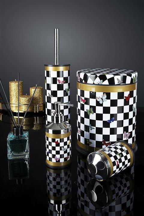 METROPOLAVM 4'lü Banyo Takımı Modern Banyo Seti Mozaik Dama