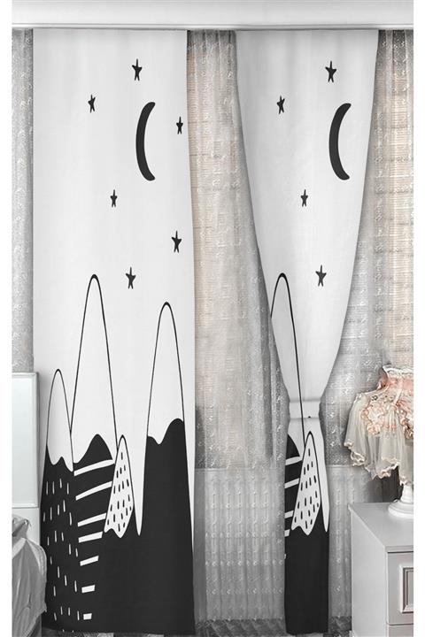 Bebişim Halı Iskandinav Dağ Desenli Çocuk Odası Fon Perde