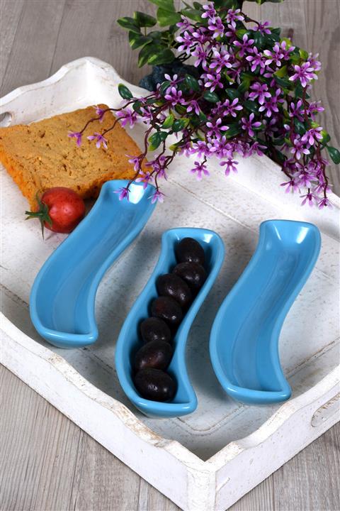 Keramika Turkuaz İvory Zeytinlik 18 Cm 3 Adet
