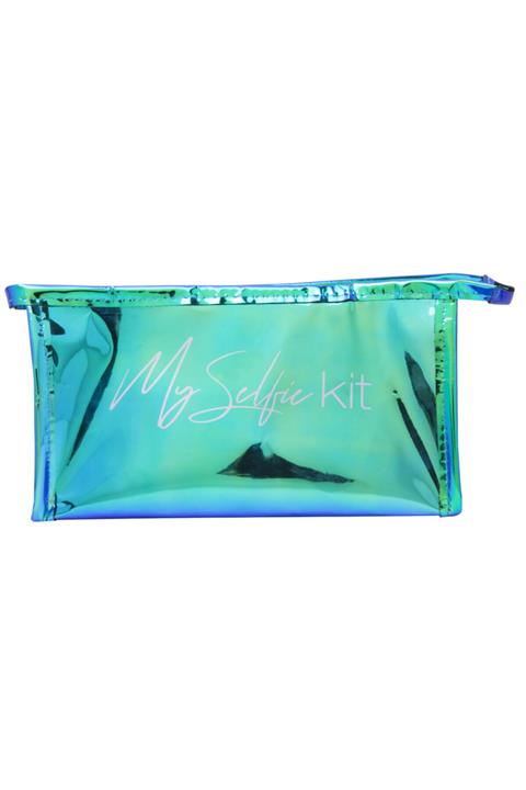 Uniqolor Kadın Hologram Mavi Makyaj Çantası