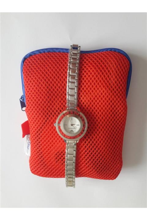 Modello Kırmızı Makyaj Çantalı Seyahat Seti & Çelik Kordonlu Kol Saati Hediyeli