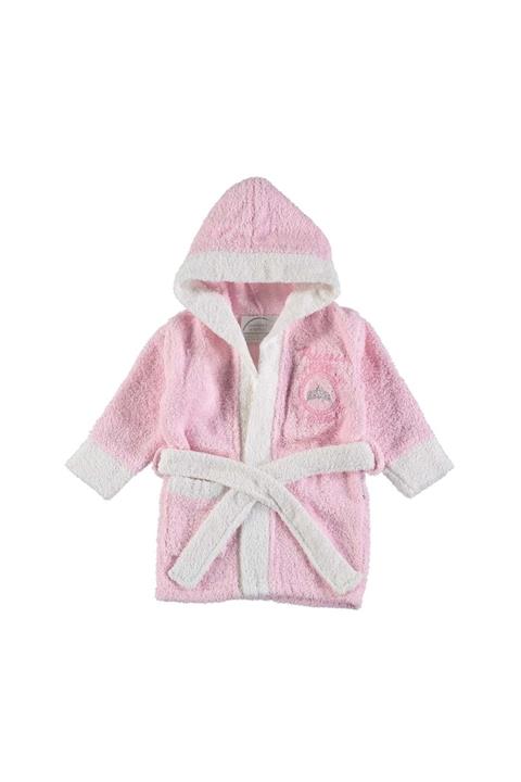 Miniworld Kız Çocuk Pembe Princess Nakışlı Bornoz