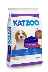 katzoo Kuzu Etli & Pirinçli Yavru Köpek Maması 3kg