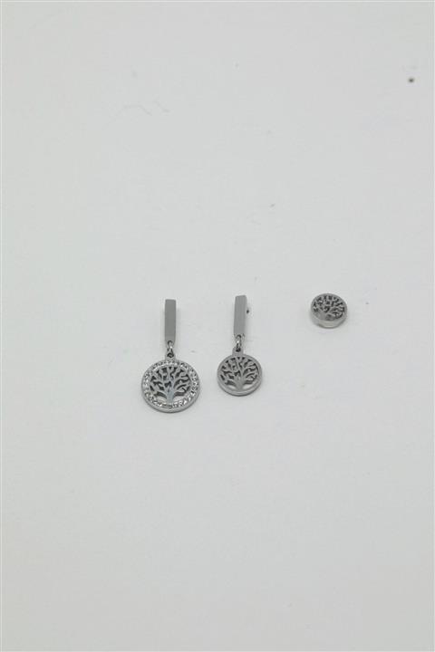 Sacha Accessories Hayat Ağacı Figürlü Set Çelik Küpe