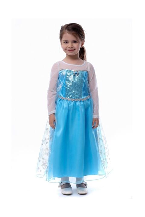 Unika Moda Elsa Kostüm Mavi Rozetli 13-14 Yaş