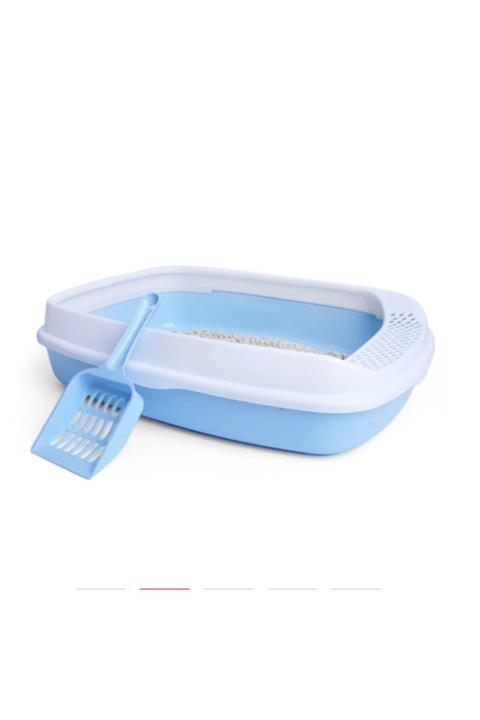 Mixpet Lüx Açık Kedi Tuvalet Kabı Kürekli 45x35x11 Cm Mavi