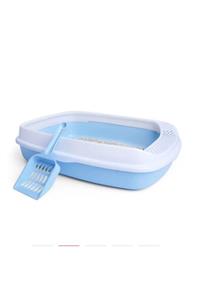 Mixpet Lüx Açık Kedi Tuvalet Kabı Kürekli 45x35x11 Cm Mavi