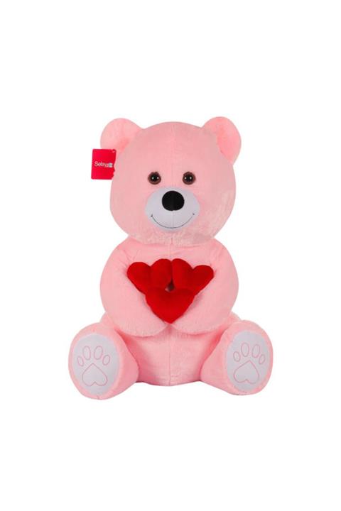 Selay Peluş Kalpli Ayı 65 Cm Pembe