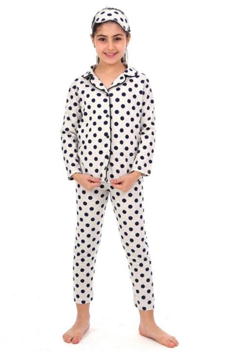 Tarzkids Uyku Bantlı Çocuk Pijama Takımı Puantiyeli
