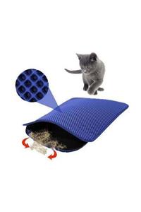 Flip Elekli Kedi Tuvaleti Paspası Mavi