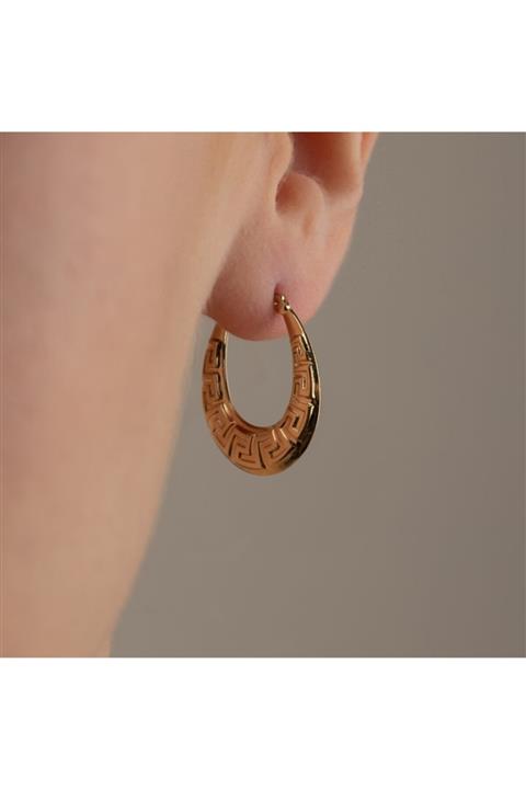 ELEF JEWELLERY Grek Figürlü 14 Ayar Altın Şarnel Küpe