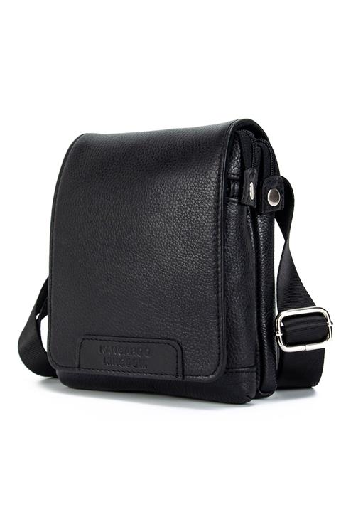 KANGAROO KINGDOM Hakiki Deri Siyah Erkek Postacı Çantası 1186-s