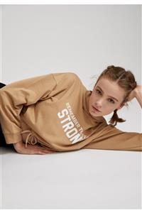 DeFacto Kız Çocuk Yarım Düşük Omuz Crop Sweatshirt