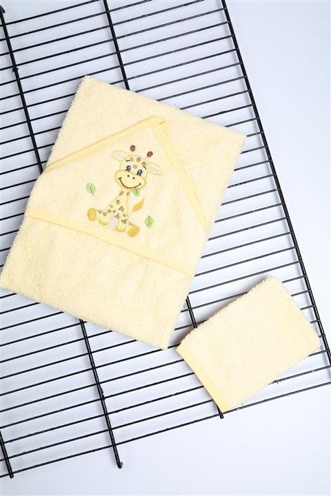 Bebe Türk Unisex Bebek Sarı Kapşonlu Ikili Havlu