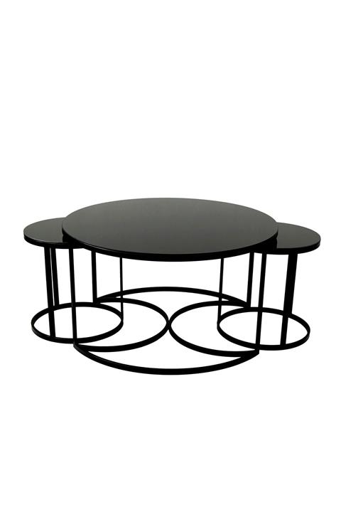 Eviqa Belux Siyah Ayaklı Siyah Düz Desenli Ikiz Yavrulu Orta Sehpa