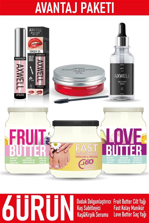AXWELL Dolgunlaştırıcı Kaş Sabitleyici Kaş Kirpik Serumu Manikür Lovebutter Fruitbutter