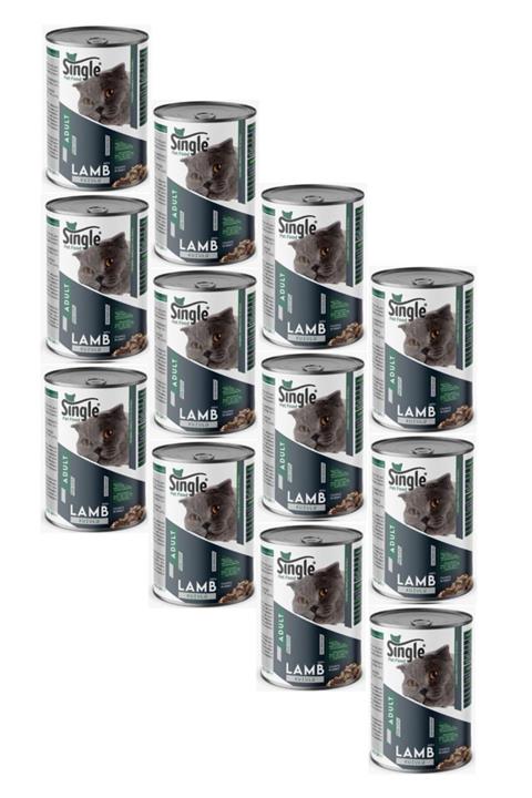 SINGLE For Cats Kuzu Etli Kedi Konservesi 400 Gr 12 Adet