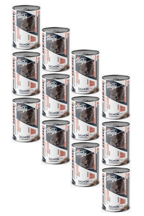 SINGLE For Cats Somonlu Kedi Konservesi 400 Gr 12 Adet