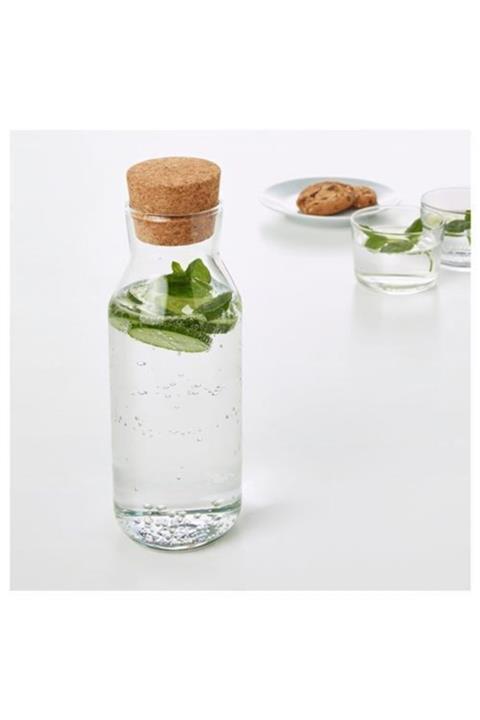 Eviniz İçin Herşey Mantar Kapaklı Ikea Model Ince Cam Sürahi Karaf Sütlük