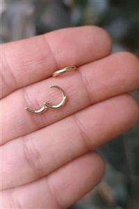 Salyangoz Company 925 Ayar Gümüş Gold Renk Mini Boy Taşsız Model Halka Kıkırdak Helix Tragus Piercing