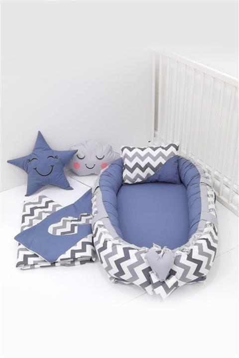 mordesign Zigzaglı Babynest Polar Battaniye Takım Gri