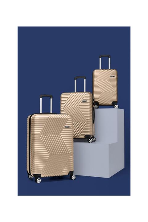 DZC KUZENLER AVM G&d Gedox Polo Suitcase Abs 3'lü Lüx Valiz Seyahat Seti Altın Gold