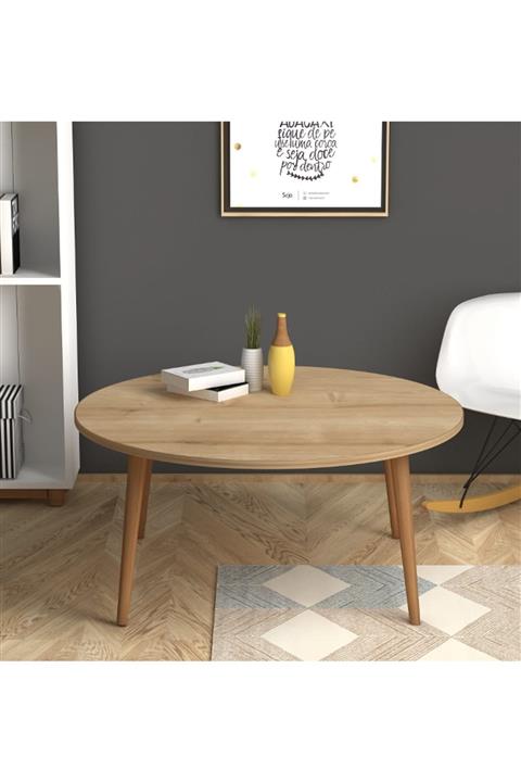 Monte Sehpa Yuvarlak Orta Sehpa Meşe