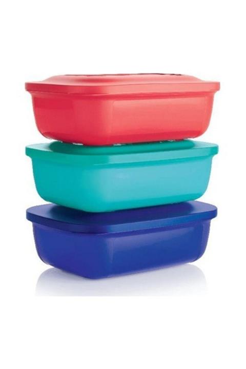 Tupperware Renkli Dikdörtgen Kaplar 3'lü