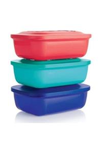 Tupperware Renkli Dikdörtgen Kaplar 3'lü
