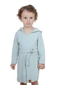 Muslin bebe Unisex Mint Yeşil Müslin Bornoz 4 Kat Doğal Pamuk & Organik Boya 3-4 Yaş