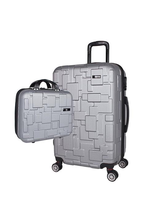 Bagacar Lego Gümüş Orta Boy Valiz + Makyaj Çantası